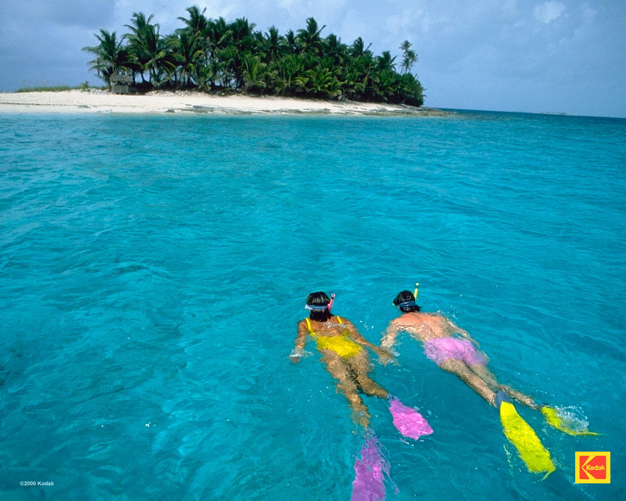 Swimming in blue water